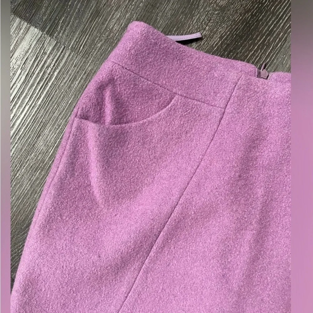Vintage Wool Fluted Tulip Skirt Pockets Lavender Purple size Small - Picture 6 of 6